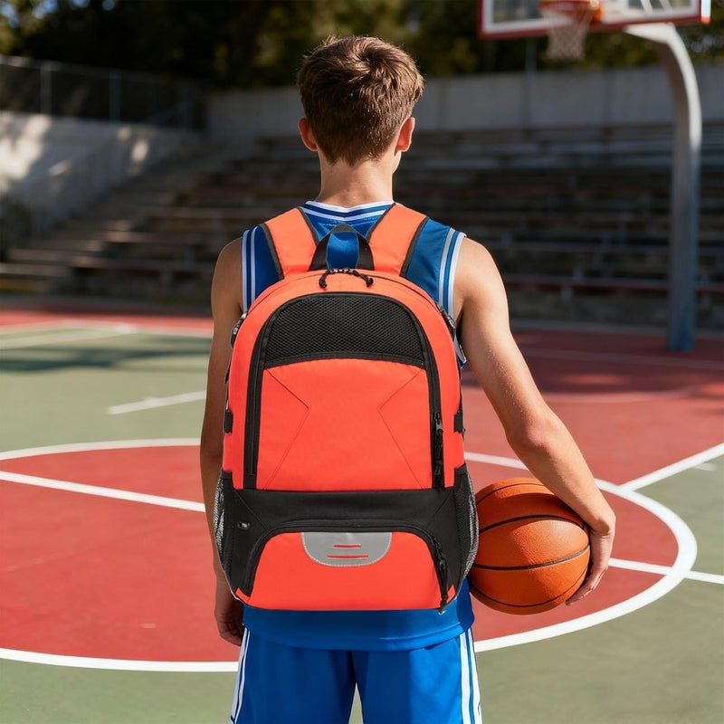 RTRYALN Basketball Backpack - Large Sports Equipment Bag with Ball Holder & Shoe Compartment for Basketball. (red) - Image 2